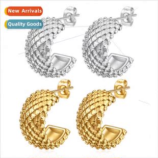 New Europe grid earrin fashion dot steel stainless ins polka