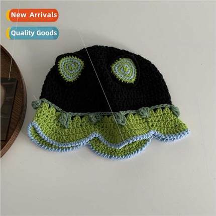 young knted pullover hat cute cartoon color clashing cat ear