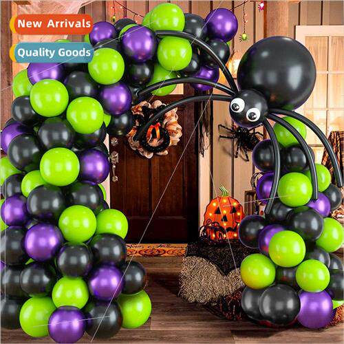Halloween black spider balloon chain set spooky party atmosp