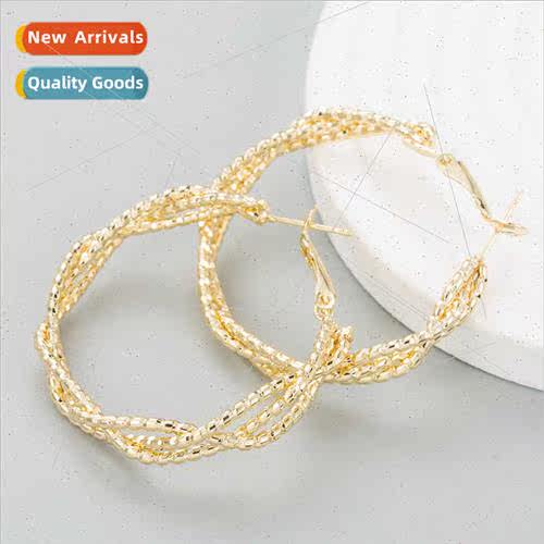 Europe fashion alloy round three-layer chain earrings female