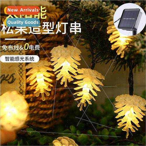 led pinecone light string solar eight function flashing pine