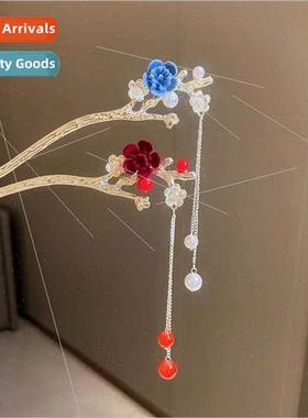 Red rose hairpin simple modern summer bride plating hair ret