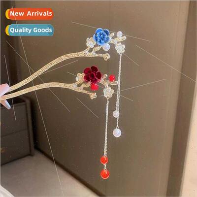 Red rose hairpin simple modern summer bride plating hair ret