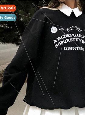 InsGoth Black Grunge Oversized Hoodies Gothic Harajuku Setwe