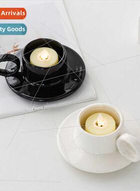 Modern mple Ceramic Handheld Candle Holder Compact Candle Cu