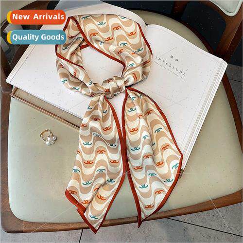 New water ripples thin narrow long small silk scarf women ha