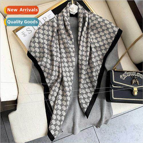 Early fall new geometric 90cm square scarf women 2021 warm s