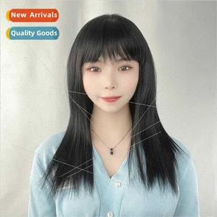 cover can head hair long bangs oblique female Wig