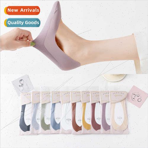 Summer invisible socks women solid color cotton bottom socks