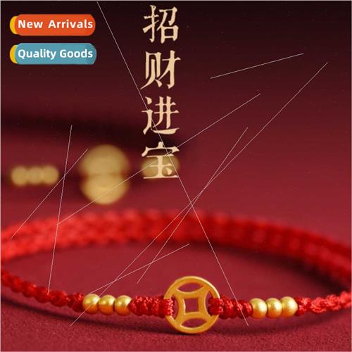 Copper money transfer beads bracelet red rope anklet men wom