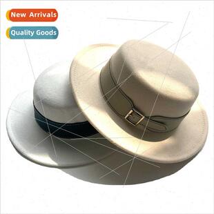 Autumn winter tweed French celebry flat top bowler hat femal