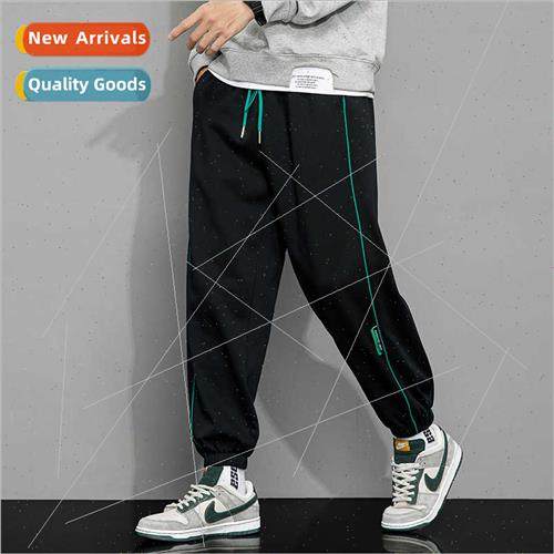 Men casual pants spring fall high- knted casual sweat pants