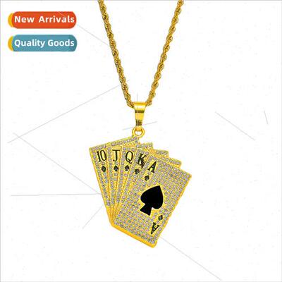Europe Hip Hop HIPHOP Jewelry  Full Diamond Poker Flush Pend