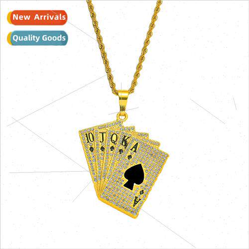 Europe Hip Hop HIPHOP Jewelry  Full Diamond Poker Flush Pend