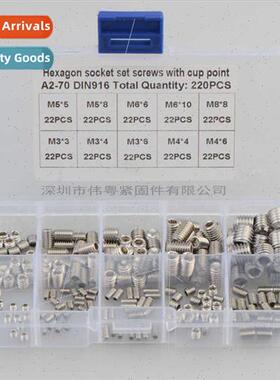 220pcs M3 4 5 6 8 stainless steel 304 hexagon socket set scr
