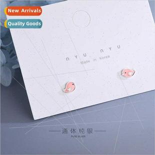 oil drop earrings silver small bird Korea cartoon s925 craft