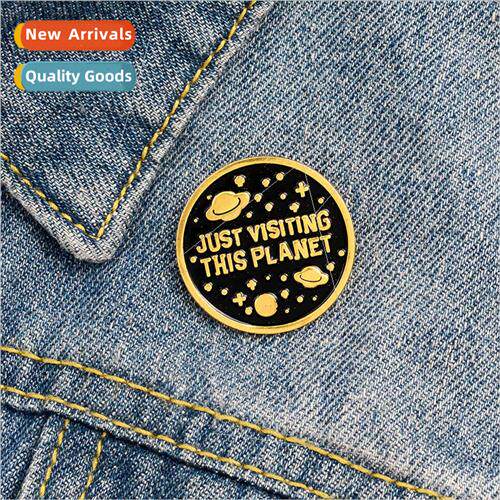 JUST VISITING THIS PLANET Planet Creative Enamel Brooch