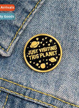 JUST VISITING THIS PLANET Planet Creative Enamel Brooch