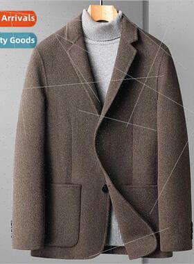 2023 new pure color wool spring autumn double-sided tweed ca