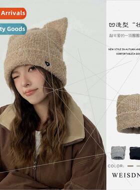 Japanese sweet cute plush circle yarn cat ears retro wool ca