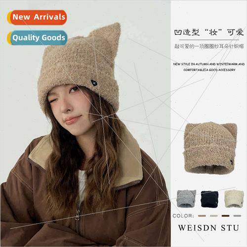 Japanese sweet cute plush circle yarn cat ears retro wool ca