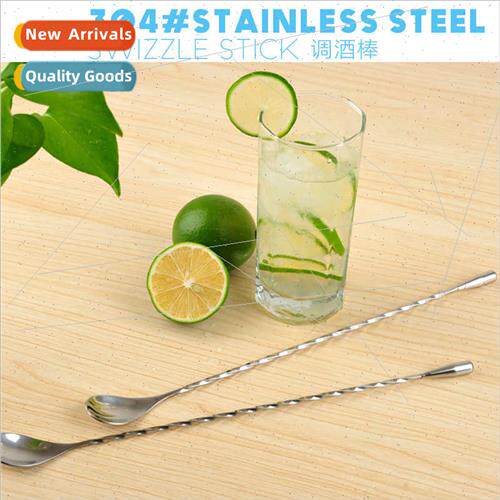 Extended spiral handle teardrop 304 juice milk tea bar spoon