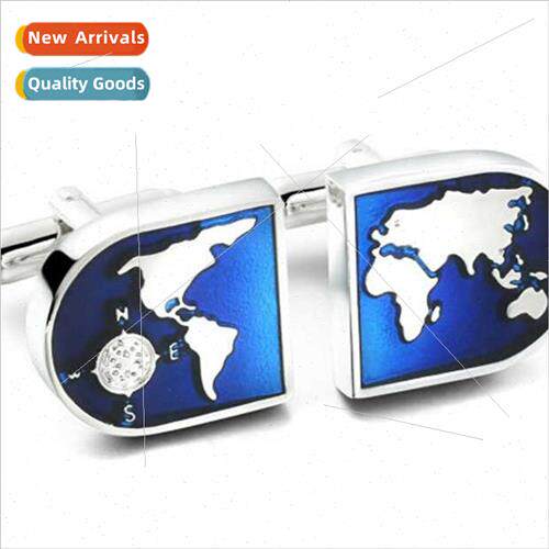 Men French cufflinks gift blue nautical chart cufflinks cuff