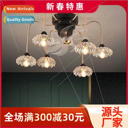 ght luxury crystal fan light 2023 new living room dining roo