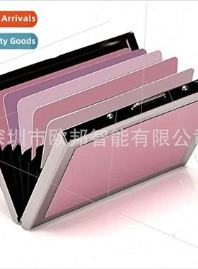 Double sided veneer card case stainless steel card case cred