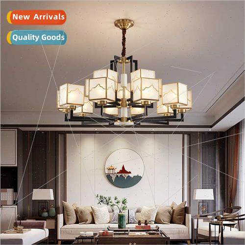 New Chinese full copper chandelier living room lamp retro di