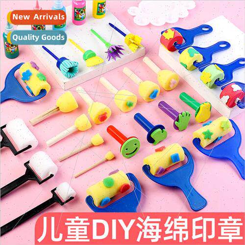 Sponge stamp pigment topography tools children diy early chi