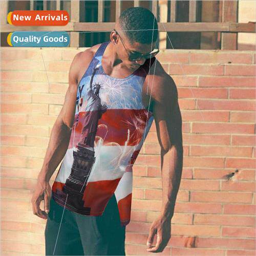 New  American east Asian men tops simple striped T sports un