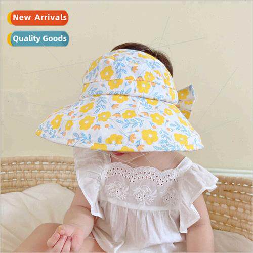 Small flowers children hollow top sun hat large brim hat gir