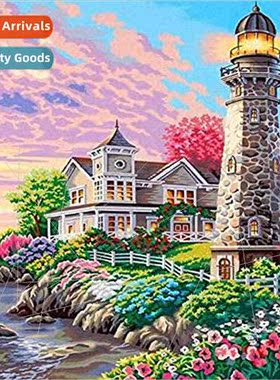 Cross Stch New DIY Seaside ghthouse Full Stch mple Handmade