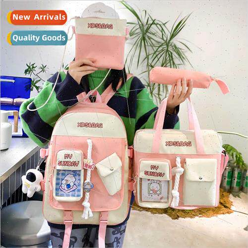 New four sets backpack fresh fashion simple single double sh