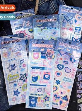 PET denim quilting wind stickers star prints creative handbo