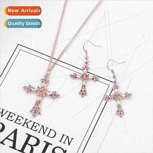 simple diamond set Bridal cross fashion creative nec jewelry