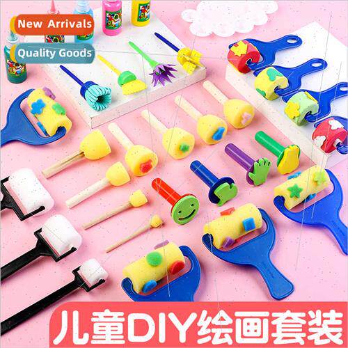 Sponge stamp pigment topography tools set children diy early