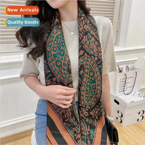 New spring summer sunscreen silk scarf female cashew flower-封面