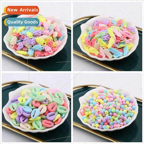 Solid color beads diy handmade beads loose beads acrylic pla