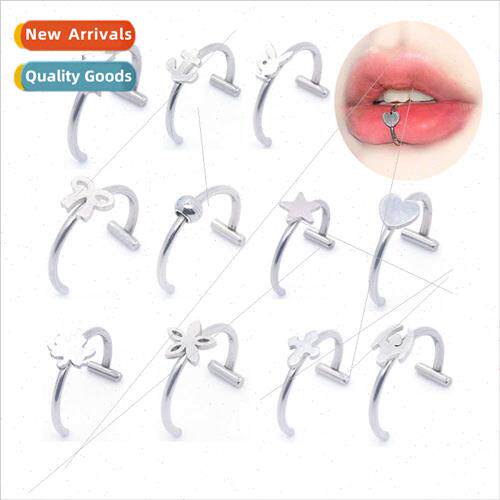 Stainless Steel Heart Pentagram p Nail Snap Ring seamless ri