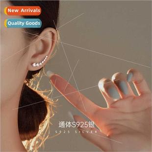 row zirconia cold silver wind simple female S925 earrings