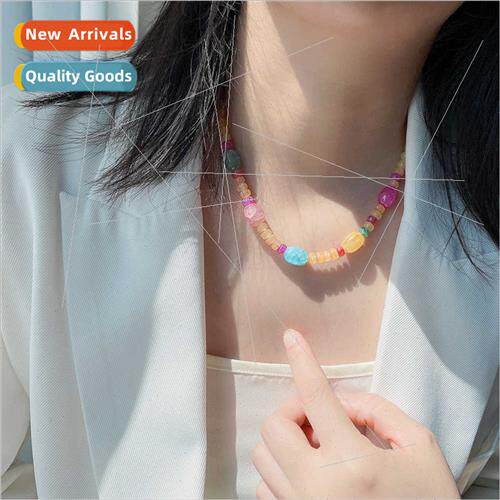 Autumn winter new colorful beads cracked crystal necklace fe