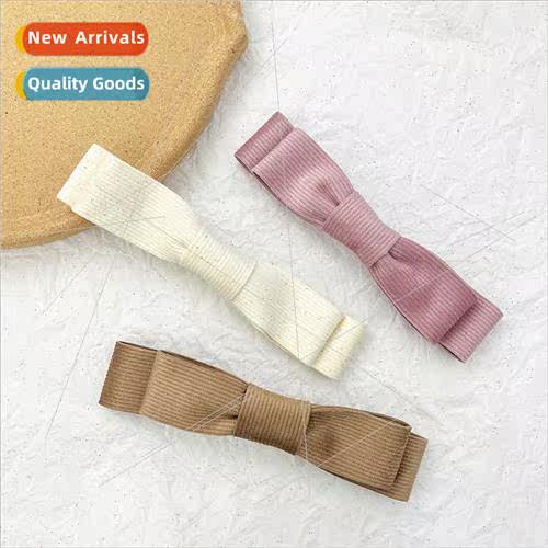 New large corduroy bow hair clips female simple versatile ba