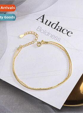 Korea s925 silver bracelet simple double layer jewelry acces