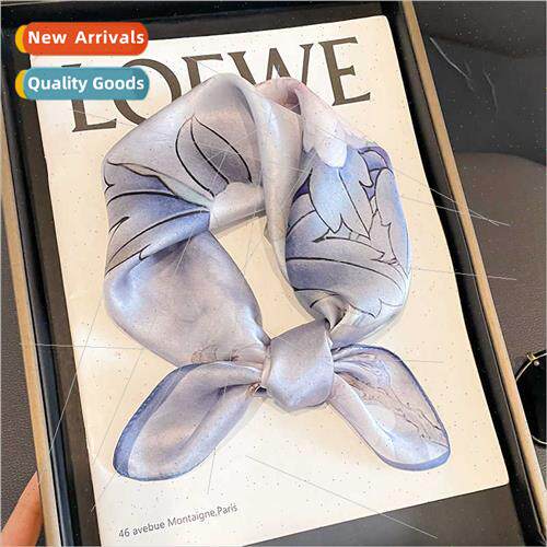 2023 Korean  spring fall new silk small square scarf female