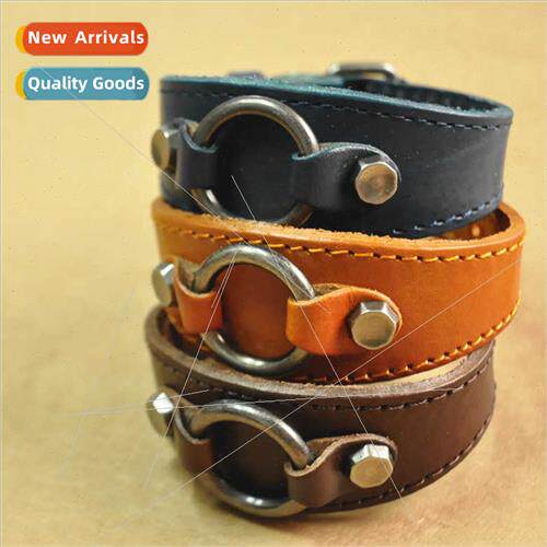 Europe Leather Rivet Punk Leather Vintage Cowhide Bracelet