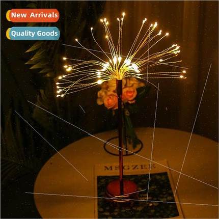Copper wire firework lights dandelion table lamp led night l
