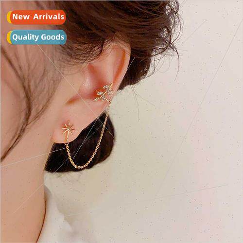 Koreasimple leaves star ear bone clip earrings female niche