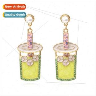 exaggerated diamond earrings Korean oil luxury drop light